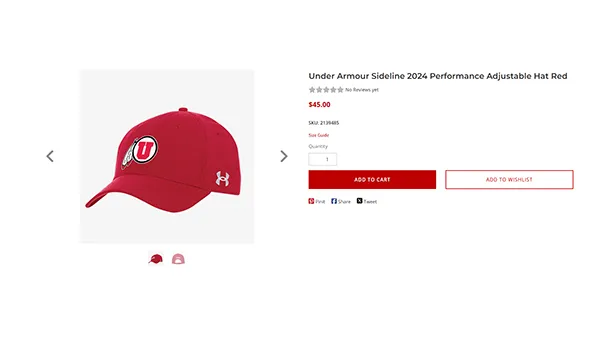 Title and images of an Under Armour hat